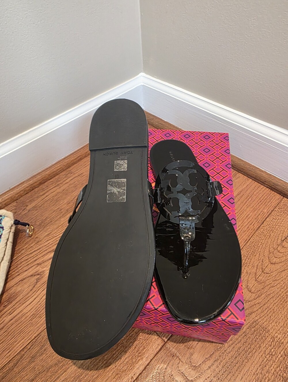 Tory Burch Miller Black Patent Leather Sandal Size 10.5 - Picture 5 of 13
